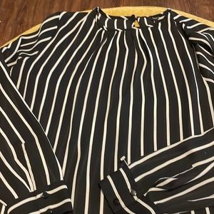 White House Black Market Black and White Striped Top